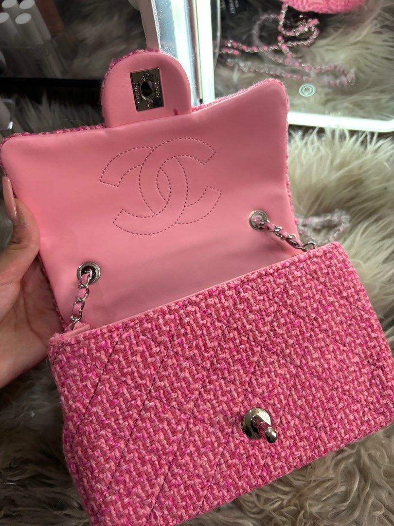 Chanel Mini Tweed Flap Bag - Pink Shoulder Bags, Handbags - CHA862507