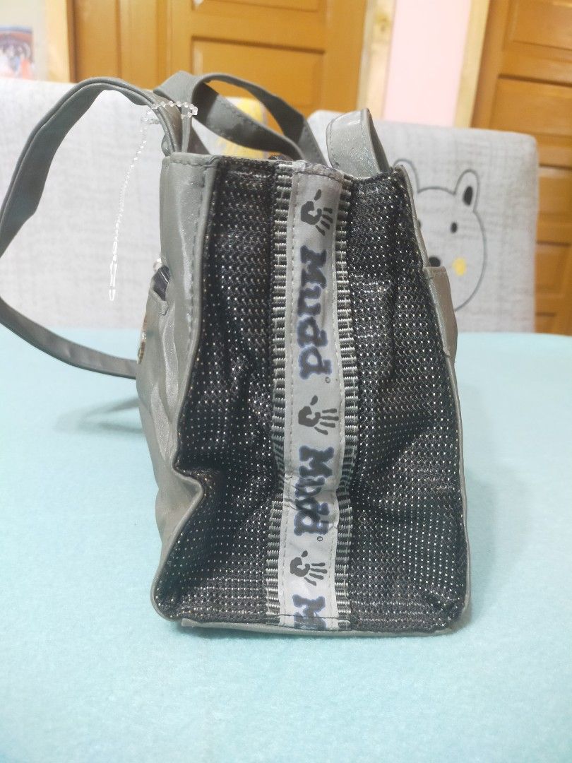 Vtg Mudd Fabric Messenger Bag Y2K Black Pink Large 16 x 12 Bookbag  Crossbody