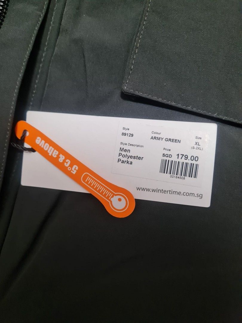 Winter Jacket (Category: Coats, Jackets and Outerwear) located in Singapore. Submitted by stuffsuwant (Listing ID 1263340510, Image 3). Description: brought from Winter Times. brand new as i choose the wrong size for my husband. hoodie can be separated. slight nego is accepted..