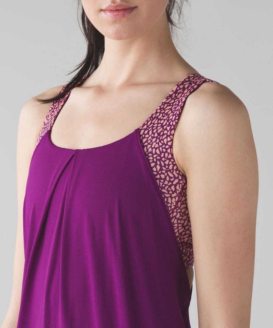 Women's LULULEMON Nouveau Limits Tank Regal Plum Mosaic Peach Tank Top Size  4, Women's Fashion, Activewear on Carousell