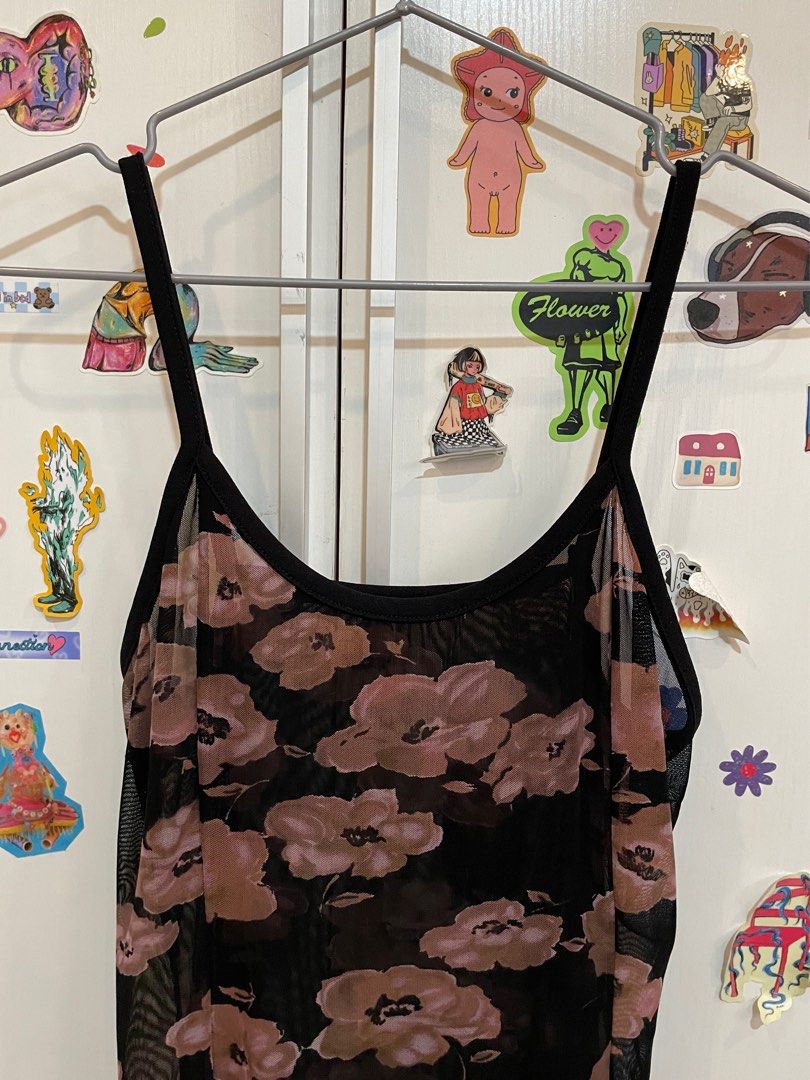 Y2K floral mesh dress (Category: Dresses) located in Santa Rosa. Submitted by jiIIian_ (Listing ID 1263273293, Image 2). Description: Y2K floral mesh dress ✿ Fits XS-S ✿ See through, great for layering ✿ Light, stretchy MOP: GCash / BPI.