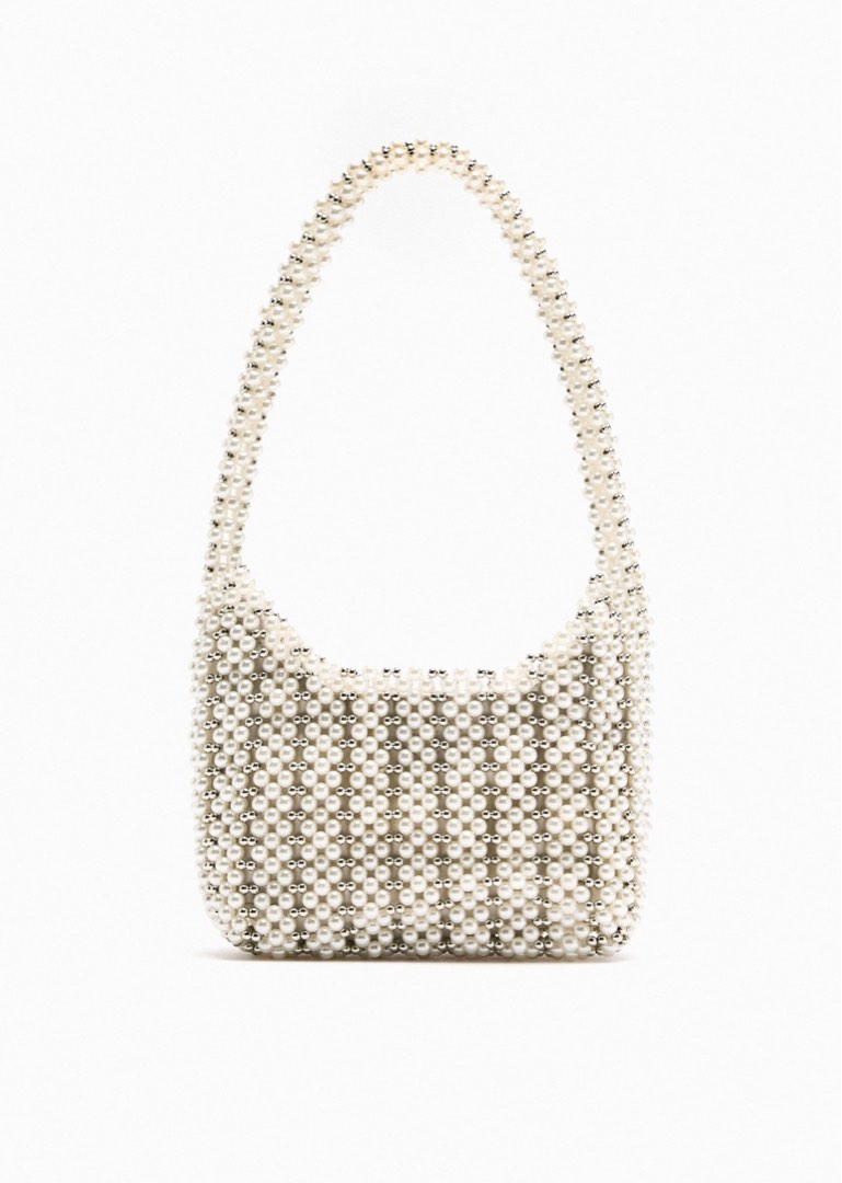 Zara faux pearl bead bucket bag, Women's Fashion, Bags & Wallets