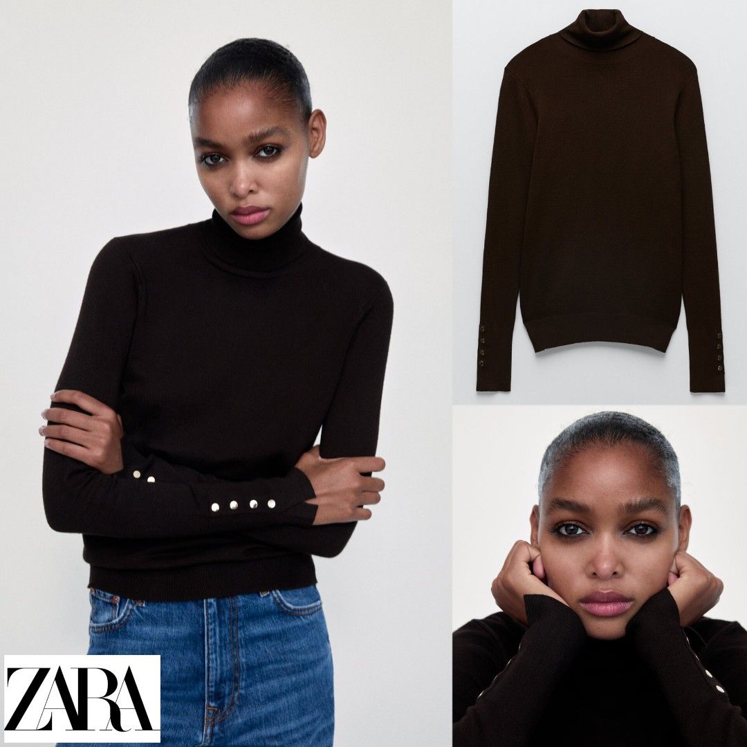 Zara Knitwear Zara Basic Knit Top Black High Neck Knit Sweater