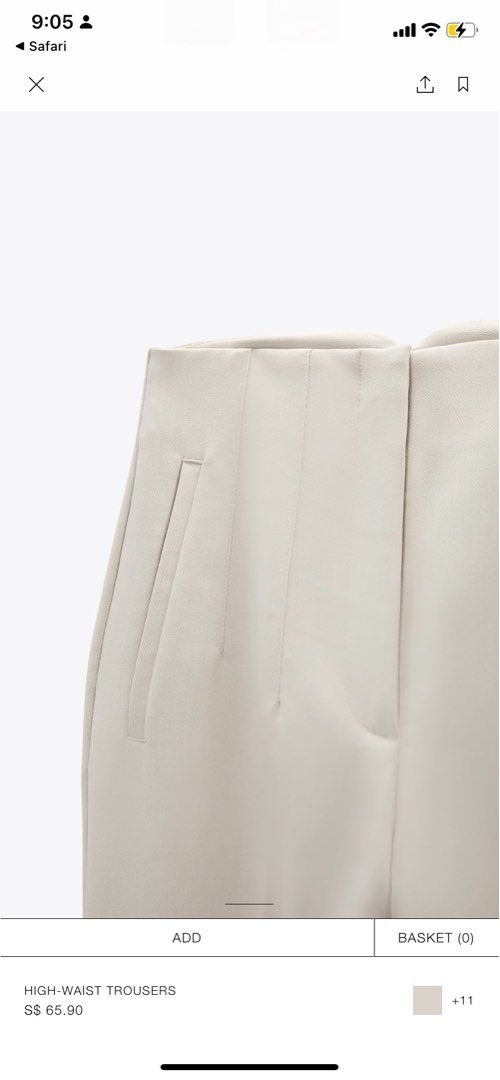 Zara High-Waist Trousers in oyster white, Women's Fashion, Bottoms, Other  Bottoms on Carousell