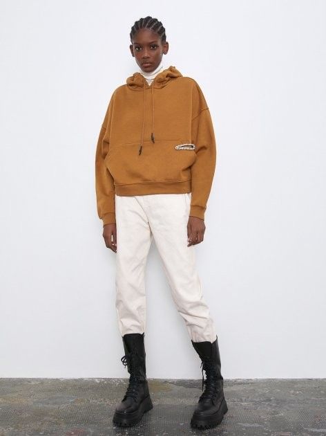 Zara pouch pocket hoodie sale