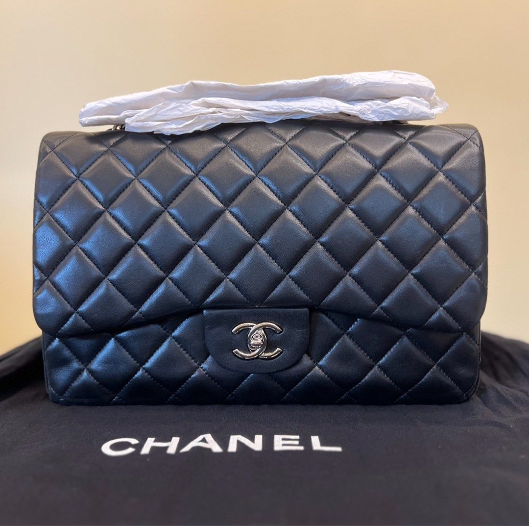 Chanel Jumbo Single Classic Flap CF Bag with Silver Hardware SHW