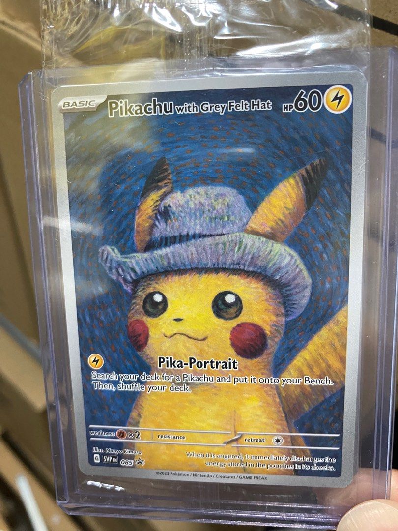 Van Gogh Pikachu With Grey Felt Hat + 7 Booster Packs (Obsidian