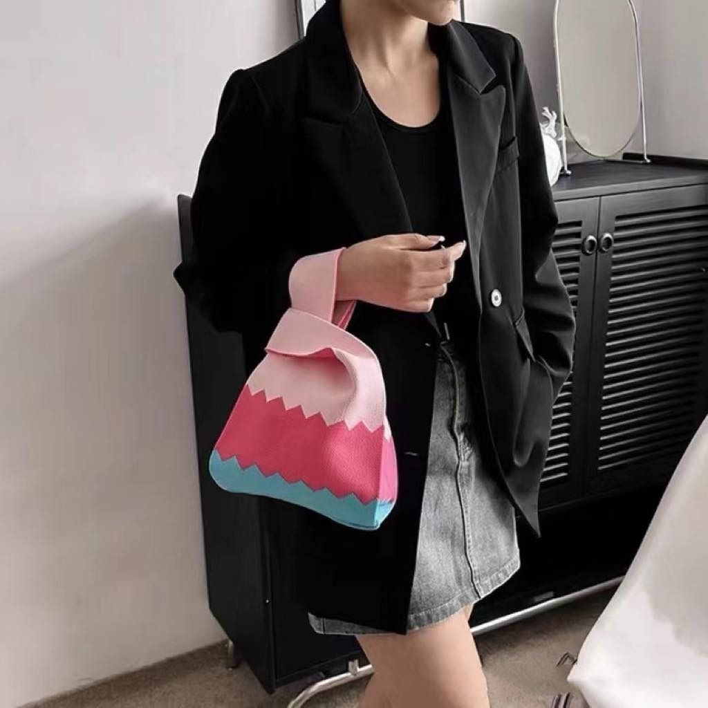 SG LOCAL STOCK 2236 Women Aesthetics Knitted Tote Bag 13