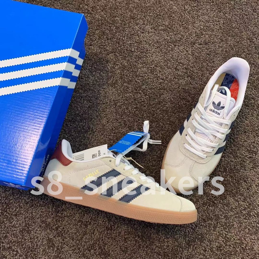 adidas gazelle silver green womens Adidas Gazelle Beige Dark Blue Collegiate Burgundy – Kicks Machine main image 0