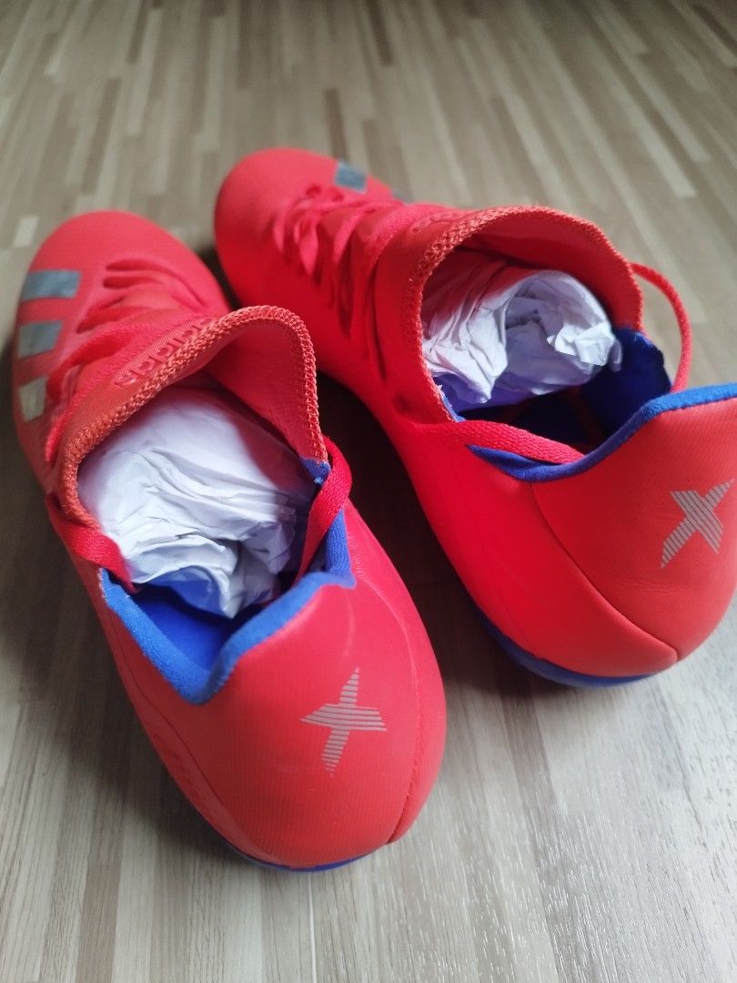 Adidas X 18.3 FG Action Red Silver Metallic Bold Blue US 9.5