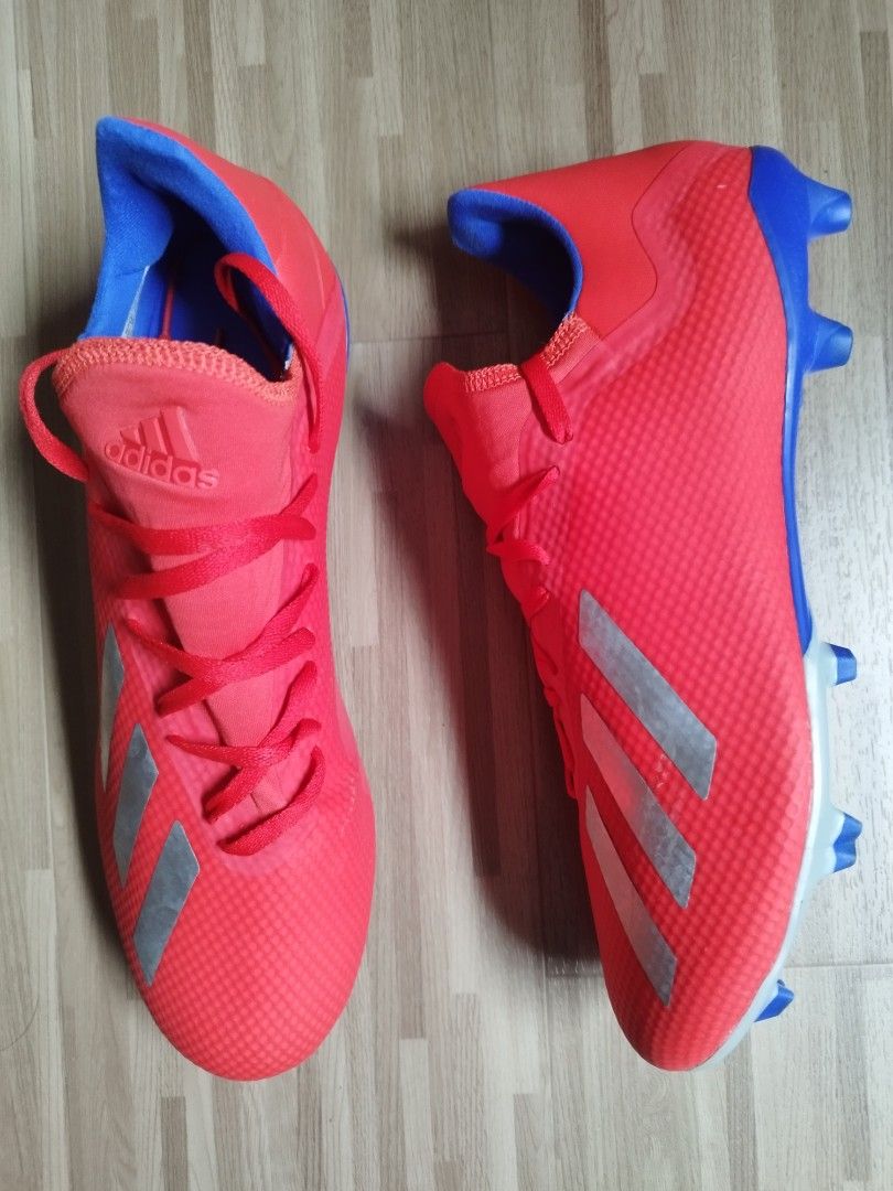 Adidas X 18.3 FG Action Red Silver Metallic Bold Blue US 9.5
