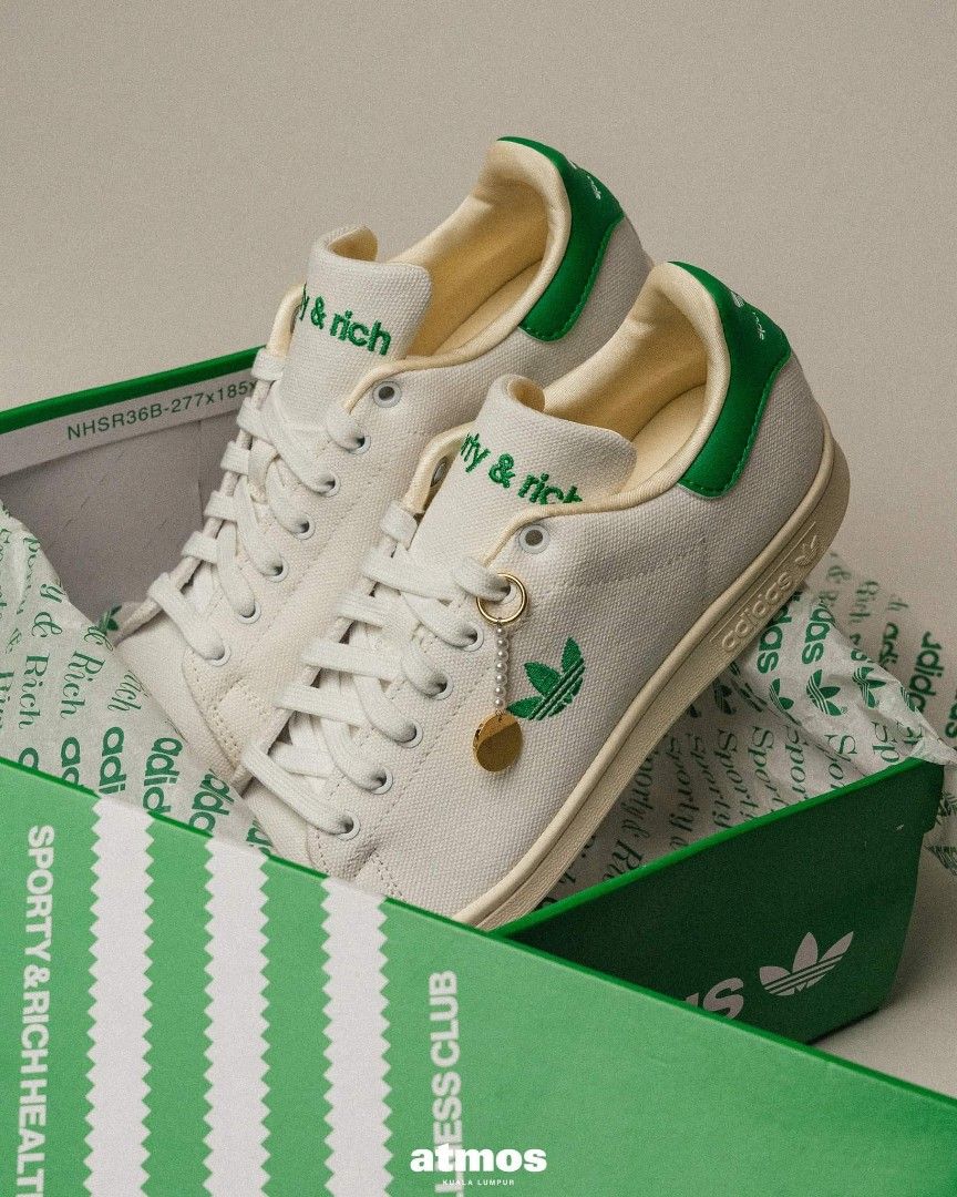 Adidas x Sporty & Rich Stan Smith Green 4.5 UK, Women's Fashion