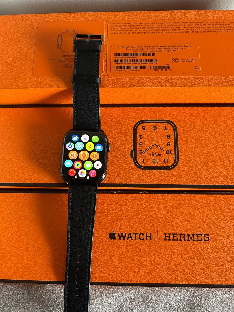 Space Black Series 9 case & Band Apple Watch Hermès Single Tour 45 mm