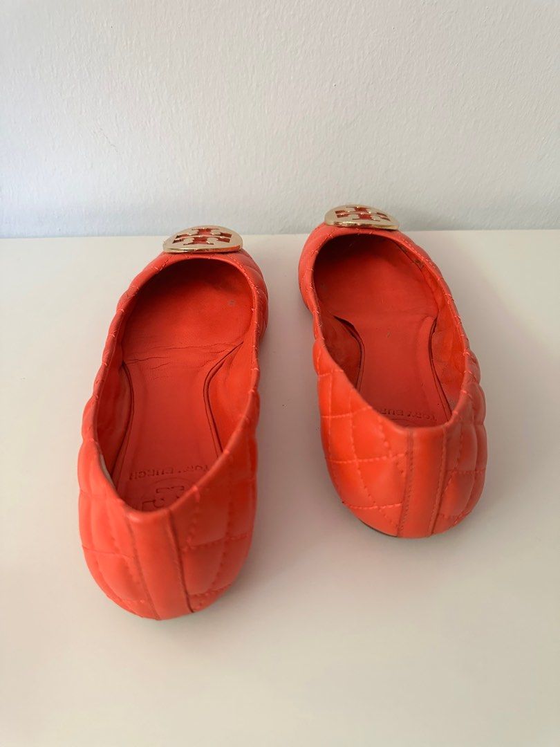 Tory burch orange ballet flats 2025