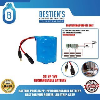 BATTERY PACK 3S 2P 12V RECHARGEABLE BATTERY, BEST FOR WIFI ROUTER, LED STRIP, CCTV