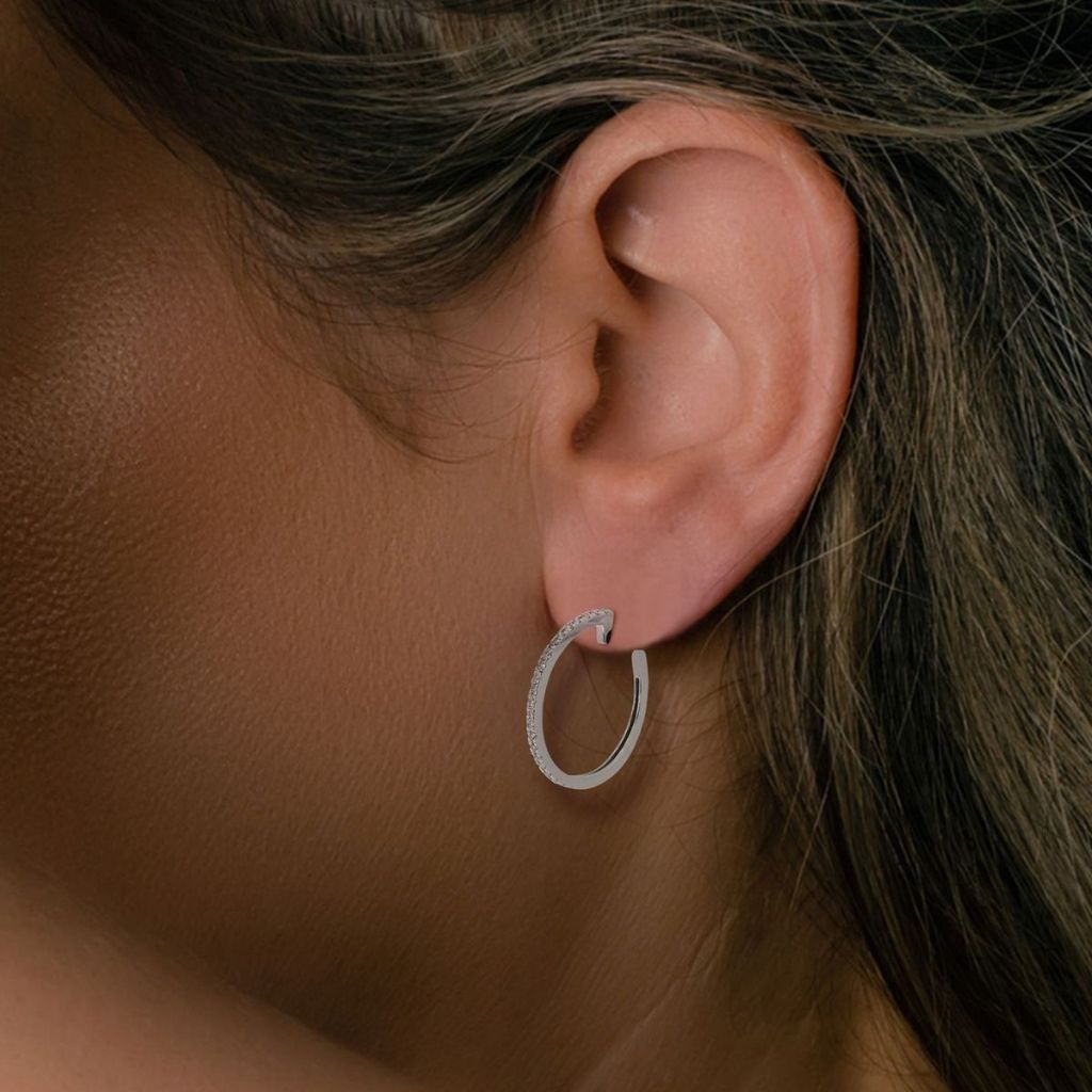 Beautiful 18K White Gold Hoop Earrings Women s Fashion Jewelry