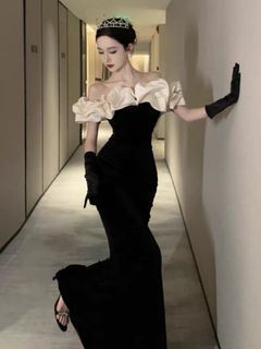 Black Dress/black gown/long black dress/prom dress/evening dress