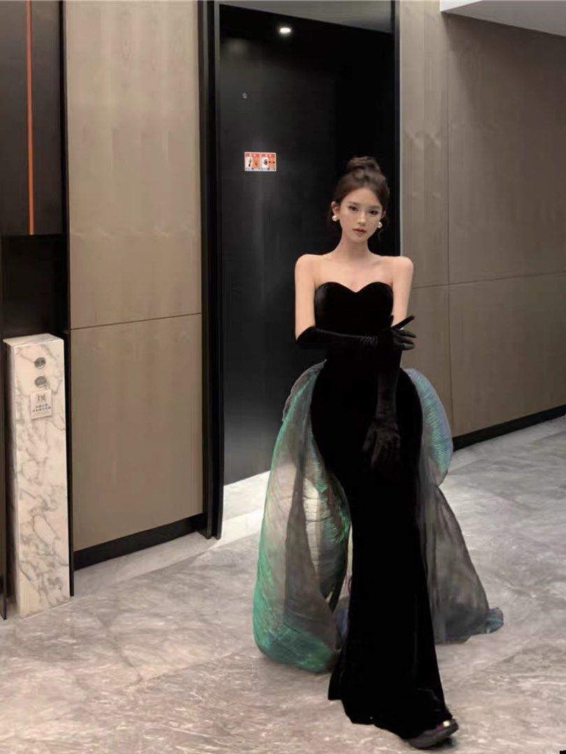 Black Long Dress gown black gown prom dress evening dress Women s