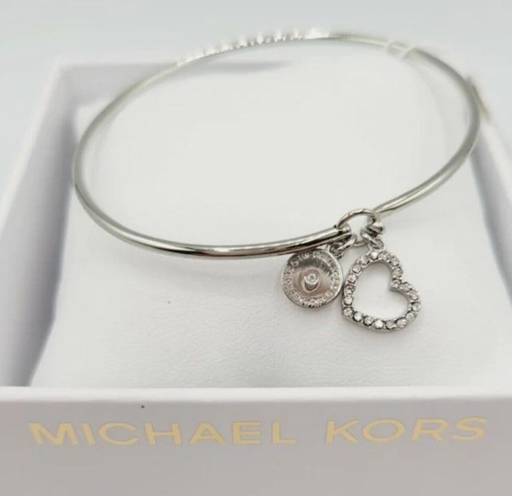 Michael kors bead top stretch bracelet silver color