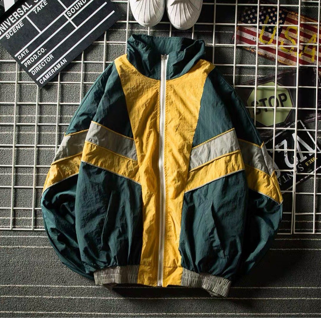 BRAND NEW Oversized Vintage Retro Jacket Red Blue Green Yellow Korean Thrifted Vibes Cyberpunk Cyber City Streetwear Kpop Japanese Techno Futuristic
