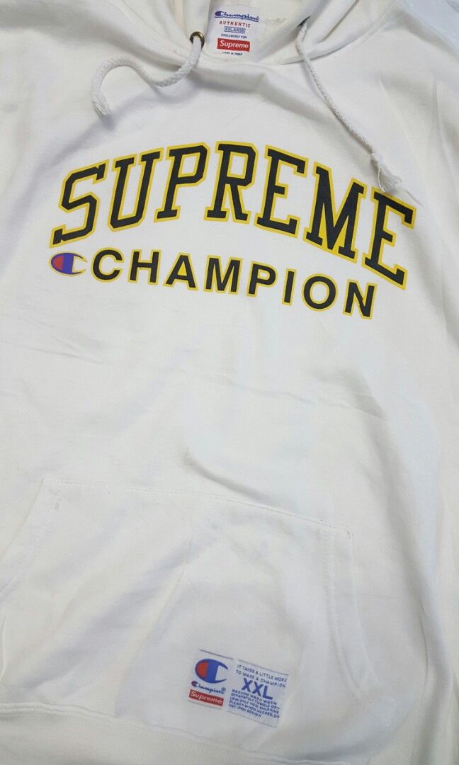 supreme champion hoodie white
