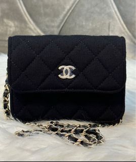 Chanel CC Mania Waist Bag Shearling and Shiny Crumpled Sheepskin Small  Black 549092