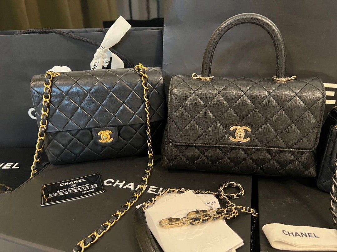 CHANEL COCO HANDLED SMALL SIZE BLACK GHW, Luxury, Bags & Wallets on  Carousell