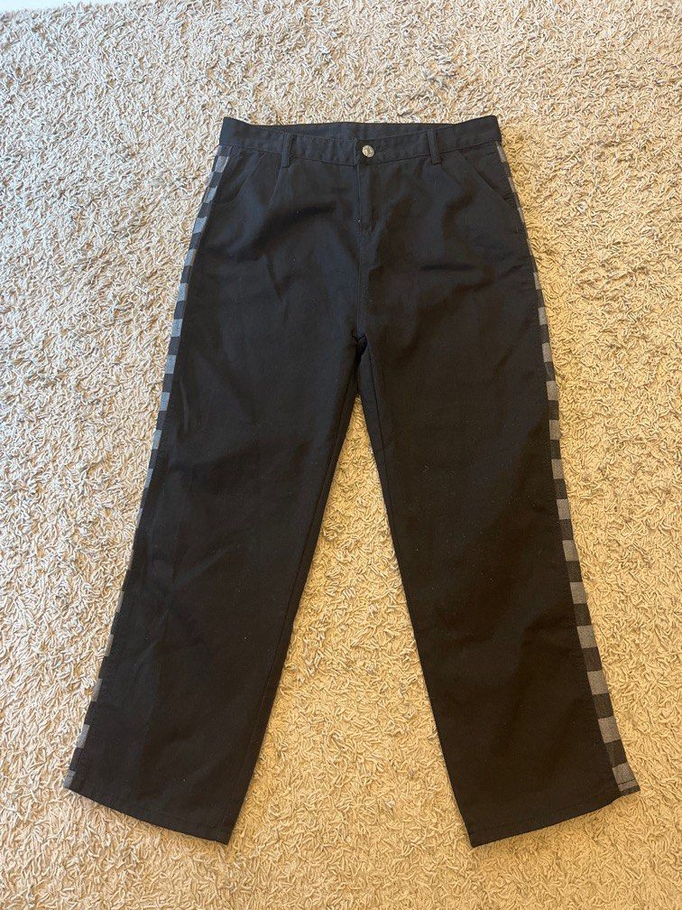 Checkered discount stripe jeans