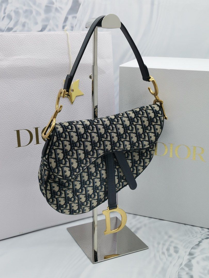 Blue dior oblique deals jacquard saddle bag price