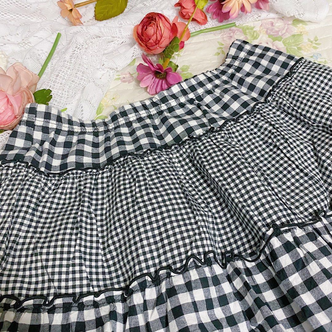 Coquette Tartan Mini Skirt Dollette Y2K Kawaii, Fesyen Wanita, Pakaian ...