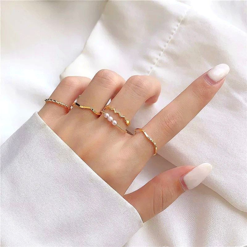 Cute pearl ring set Women s Fashion Jewelry Organisers Rings