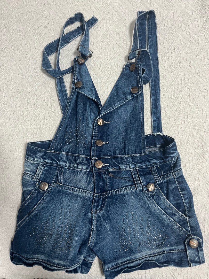 Girls jean top short overalls