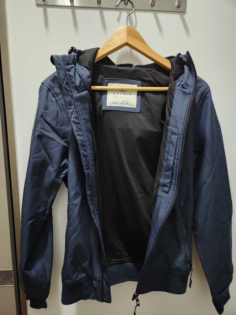 Esprit navy leather jacket hot sale