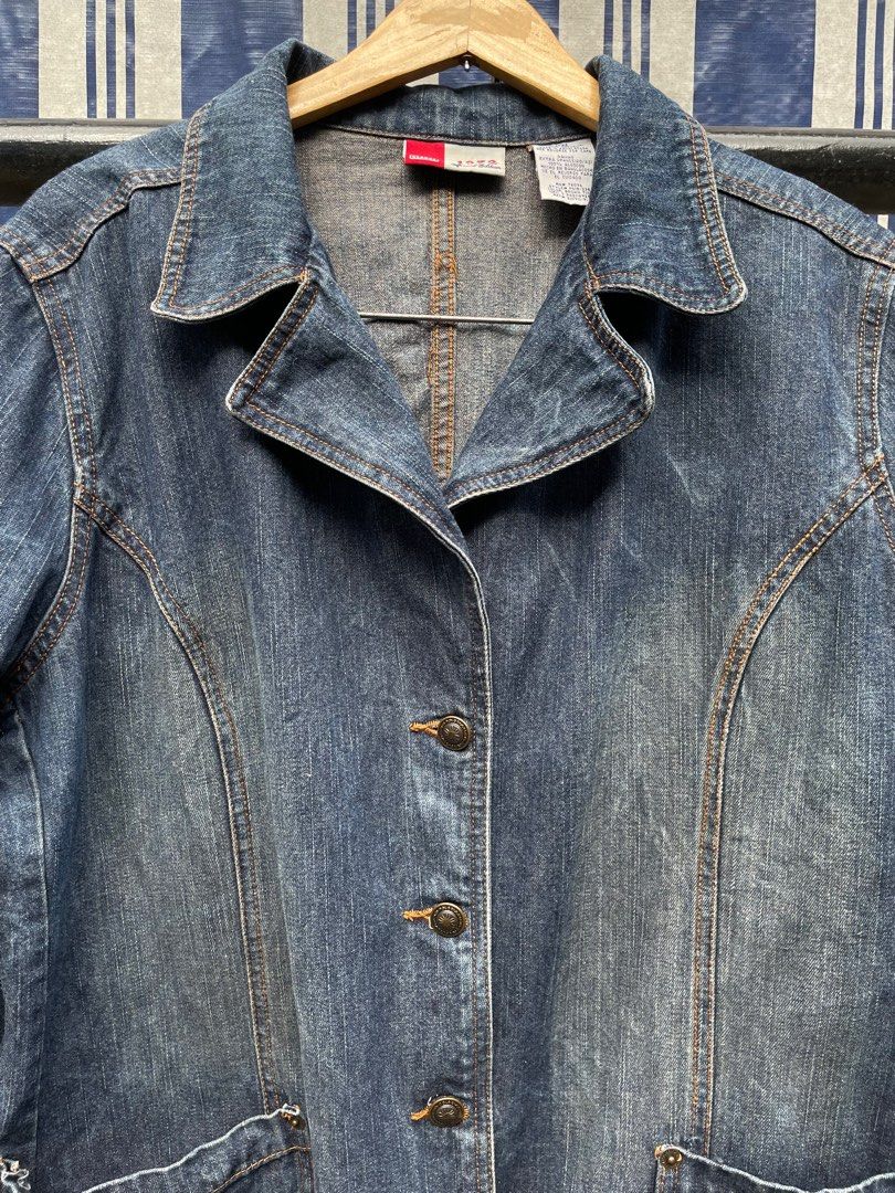 Faded glory denim jacket (Category: Coats, Jackets and Outerwear) located in Bulacan. Submitted by levidiff (Listing ID 1264847363, Image 2). Description: Faded glory denim jacket XL women on tag Very good condition Actual color may vary due to camera lighting Check detailed photos L - 26 W - 21.