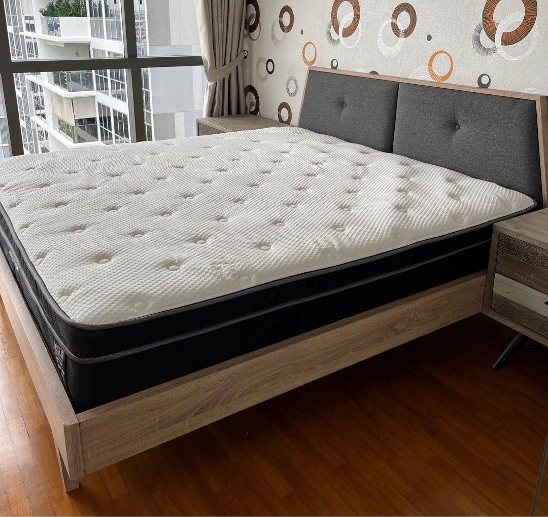 Forty two king size wooden bed frame, Furniture & Home Living