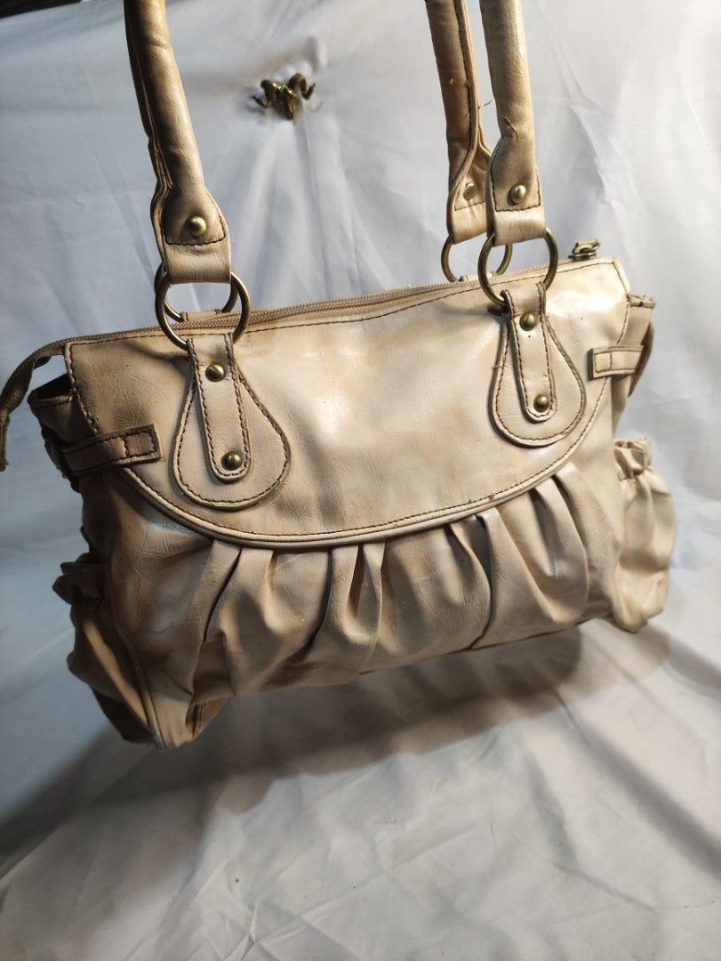 Fully Leather Handbag Cream Colour
