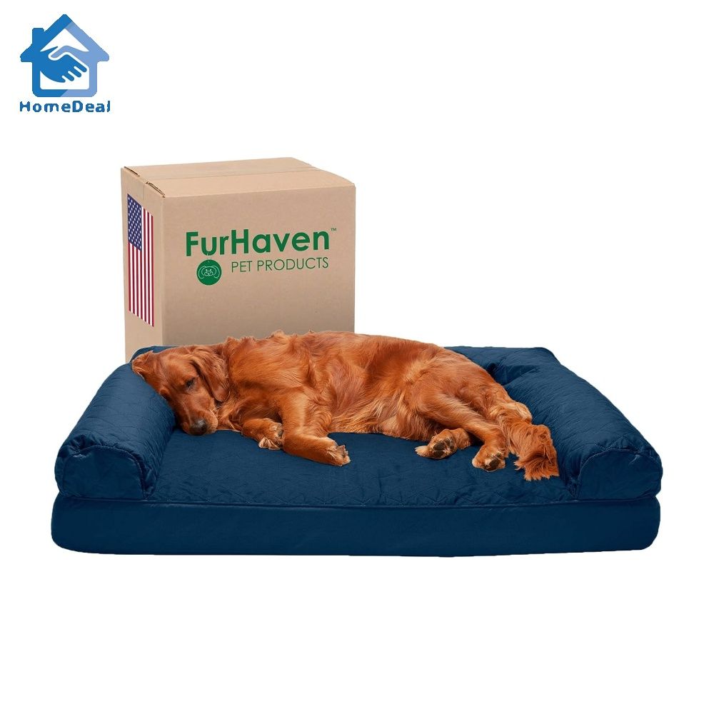 Furhaven XL Memory Foam Dog Bed Quilted Sofa-Style w Removable