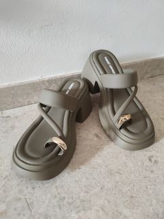 Green platform sandals