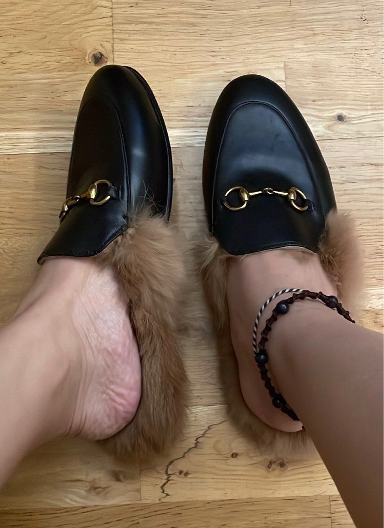Gucci fur lined slippers on sale