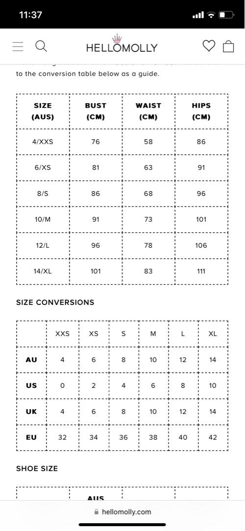 Size Guide  Hello Molly