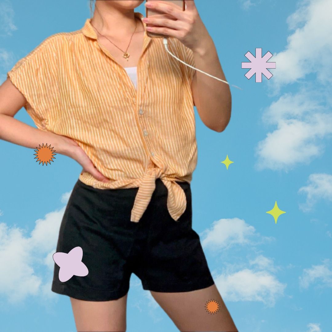 H&m yellow striped top shirt