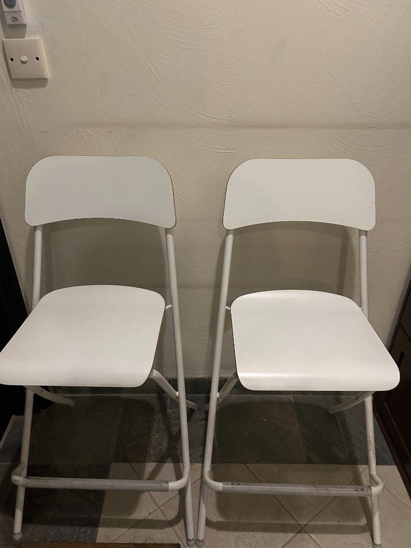 IKEA Franklin Foldable Bar Stool Chairs (white colour), Furniture
