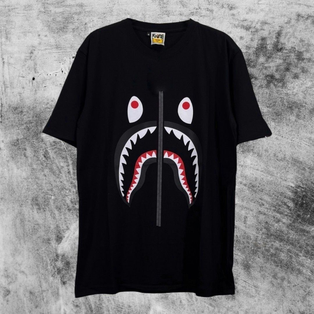 Kaos Bape Shark A Bathing Ape Hitam Fesyen Pria Pakaian Atasan di Carousell