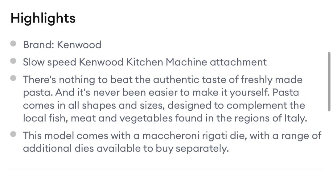 KENWOOD MACCHERONI PASTA SHAPER DIE AT910004 FOR AT910 KAX910ME IN  HEIDELBERG - Small Appliances Online