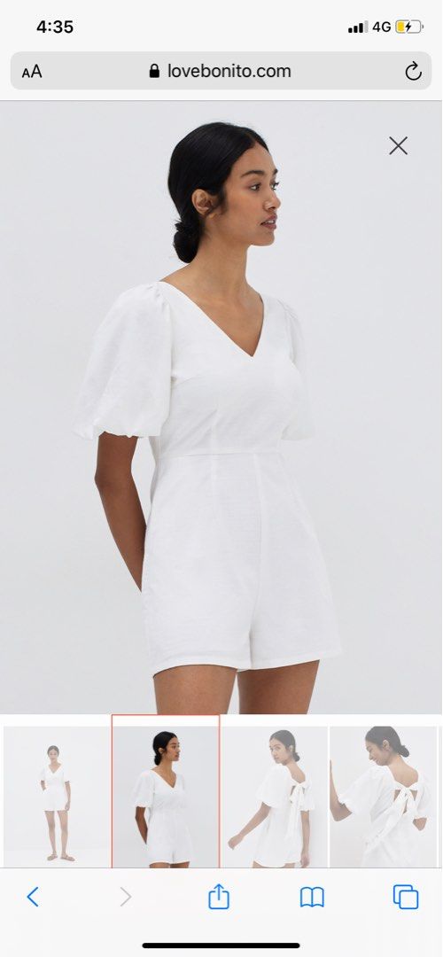 LB Taye Puff Sleeve Tie Back Romper, Women's Fashion, Dresses