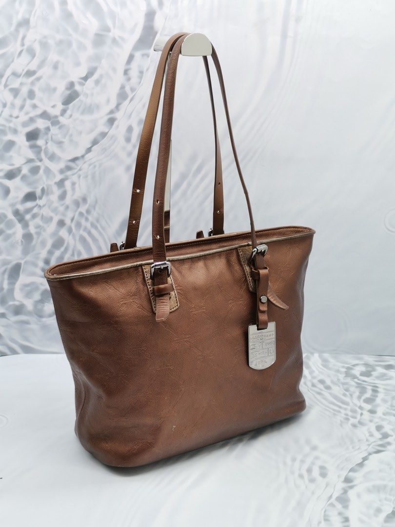 LONGCHAMP LE CUIR METALLIC BROWN LEATHER SHOULDER BAG