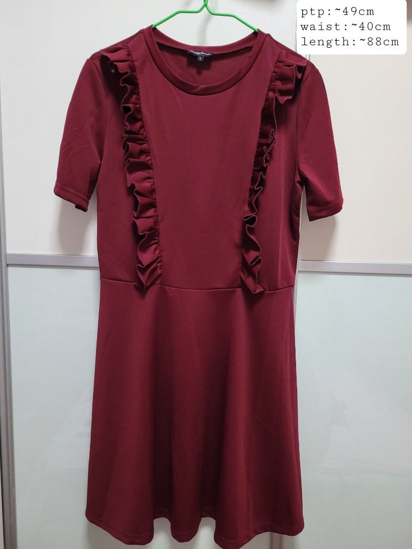 Maroon casual party work dress Women s Fashion Dresses Sets