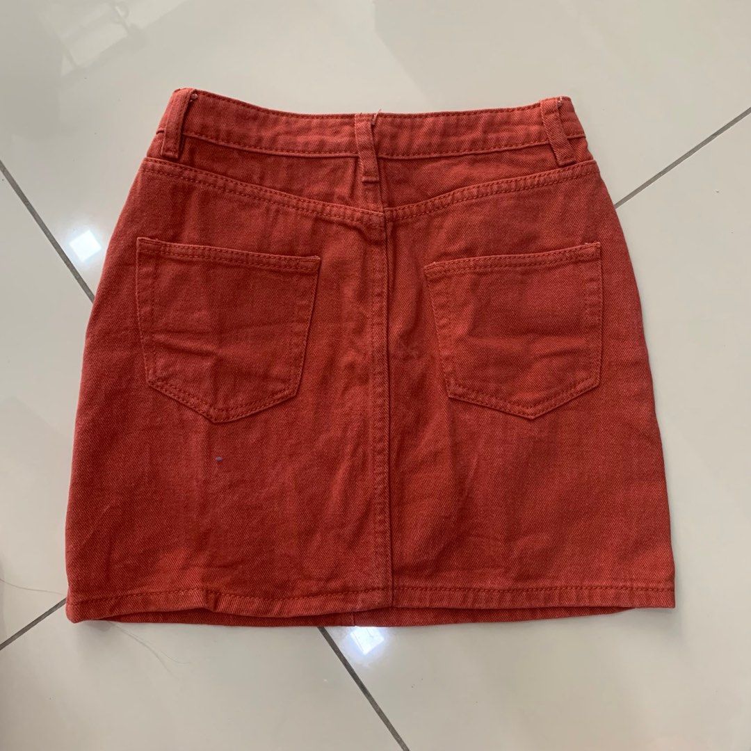 Maroon hotsell jean skirt