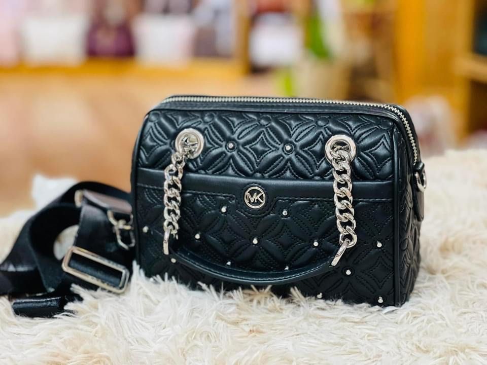 Michael Kors Blaire Extra Small Quilted Leather Duffel Crossbody Bag Black