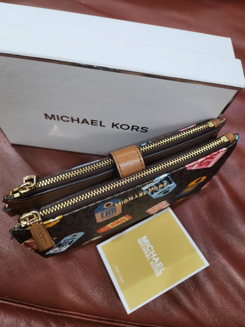 Mk jet set sale travel double zip wristlet